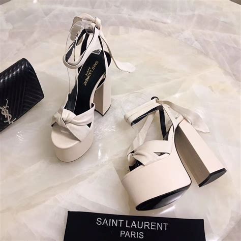 ysl white platform heels